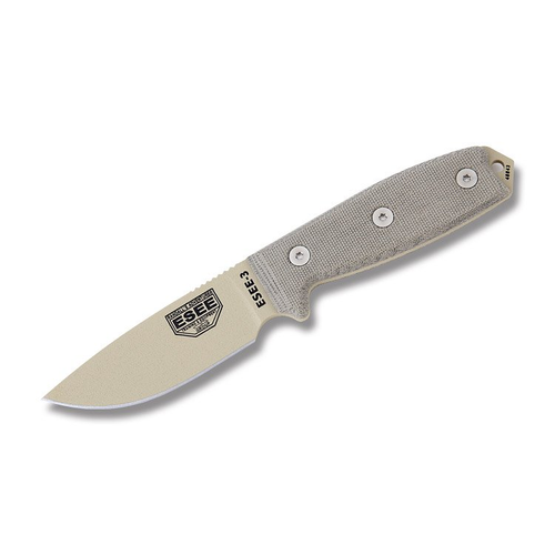 ESEE 3 Fixed Blade Knife Tan Micarta (No Sheath)