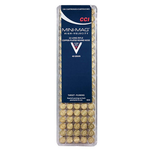 CCI Mini Mag HV 22 Long Range Ammunition 40 Grain Brass Rimfire 100 Rounds CPRN