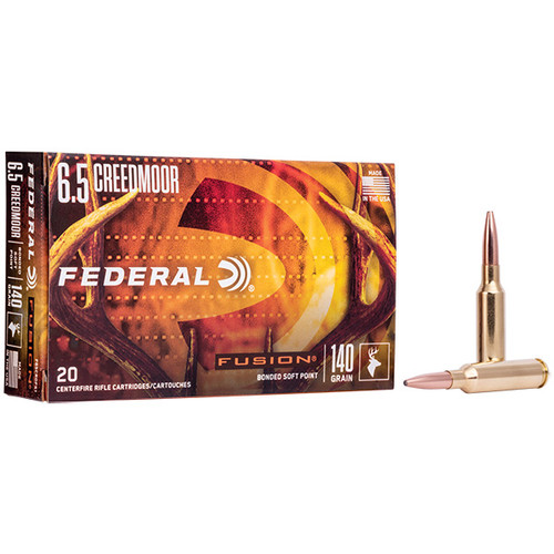 Federal Fusion 6.5 Creedmoor Rifle Ammunition 20 Rounds Brass Centerfire 140 Grain FSP 