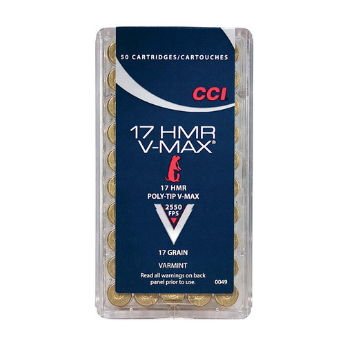 CCI V-Max 17 Hornady Magnum Rimfire Ammunition 17 Grain Brass V-Max PT
