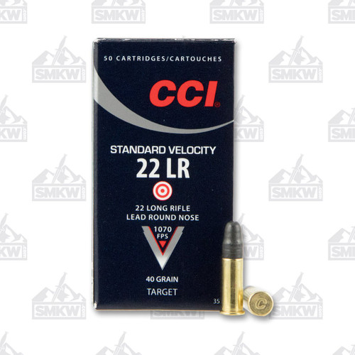 CCI Standard Velocity 22 Long Rifle Ammunition 40 Grain Brass Rimfire 50 Rounds LRN