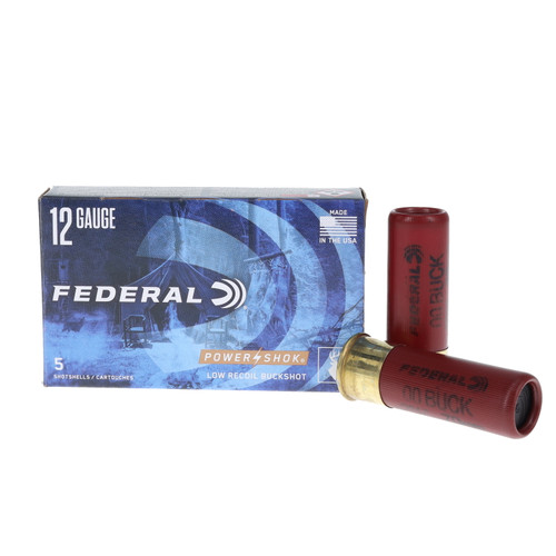 Federal Power-Shok 12 Ga 2-3/4in 9-Pellet 00 Buck Low Recoil Ammo 5Rds