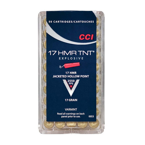 CCI TNT 17 HMR Varmint Rimfire Ammunition 50 Rounds Brass 17 Grain JHP
