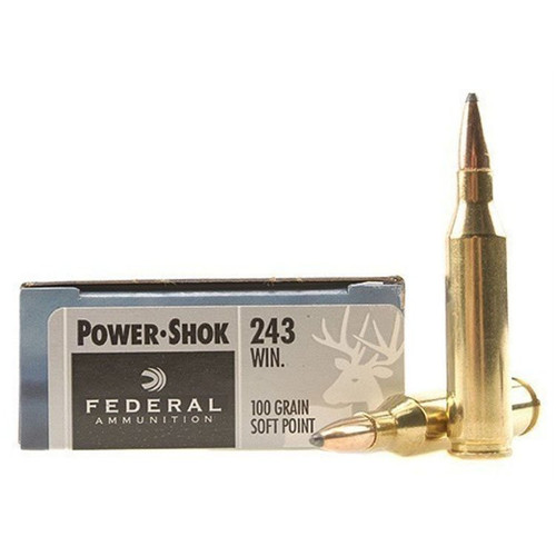 Federal Power-Shok .243 Win Ammunition 100gr JSP Brass 20 Rds
