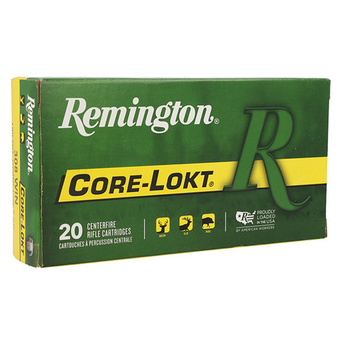 Remington 308 Winchester Rifle Ammunition 20 Rounds Brass Centerfire 180 Grain Core-Lokt SP