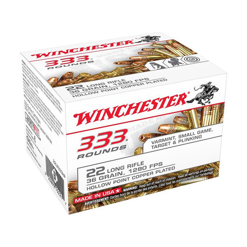 Winchester 22 LR Ammunition 36 Grain Copper Plated HP 333 Rounds