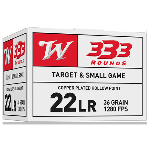 Winchester 22 LR Rifle Ammunition 333 Rounds Brass Rimfire 36 Grain Copper Plated HP 