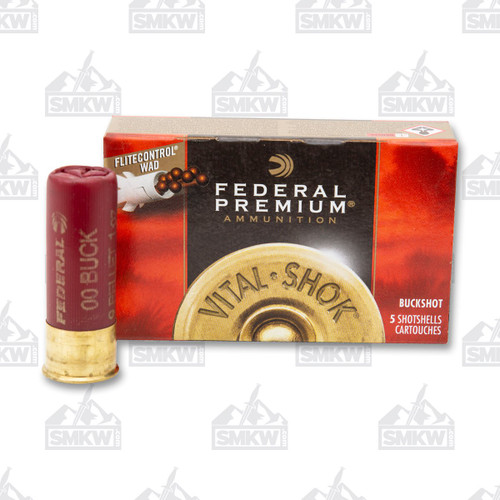 Federal Vital-Shok Flitecontrol 12 Gauge Ammunition 2.75" 9 Pellet 00 Buckshot 5 Rounds PFC15400