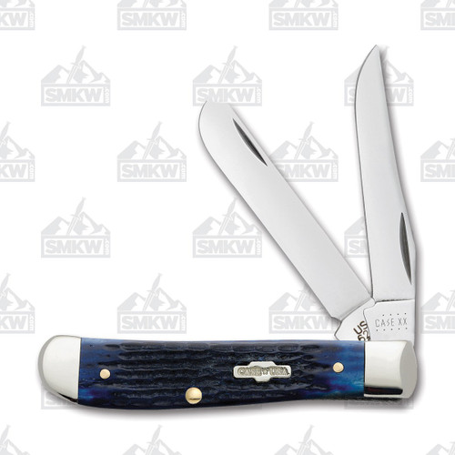 Case Navy Blue Rogers Jigged Bone Mini Trapper Folding Knife