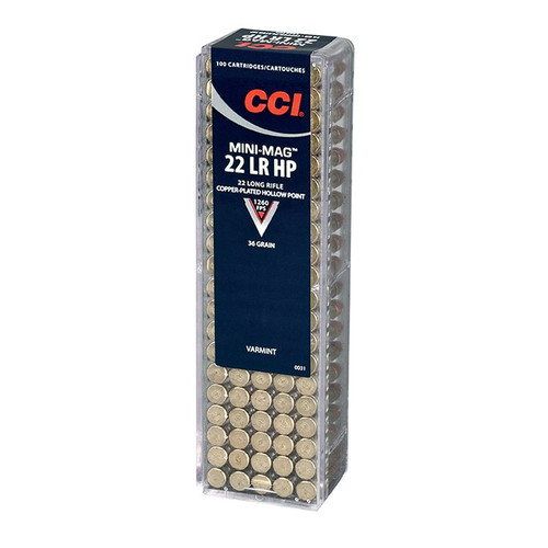 CCI Mini Mag 22 LR Ammunition 36 Grain Brass Centerfire 100 Rounds CPHP