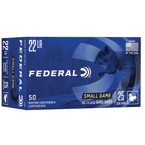 Federal Game-SHOK 22 LR 50 Rounds Brass Rimfire #12 Lead Bird Shot 