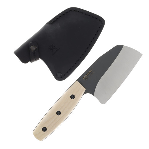 Morakniv Rombo Fixed Blade Knife Black Cleaver/Bright Ash Wood with Leather Sheath FS14086