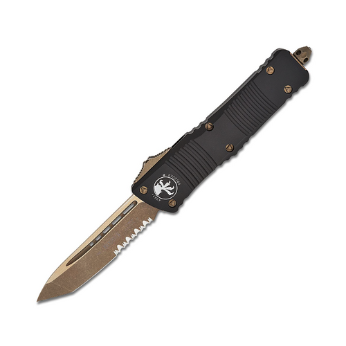 Microtech Combat Troodon Black 3.81in Bronze Partially Serrated Tanto