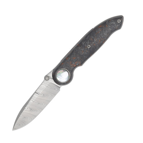 CRKT Pursue Linerlock Folding Knife Super Dense Twist Damasteel  Dark Matter FatCarbon