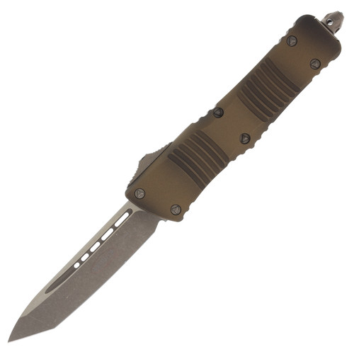 Microtech Combat Troodon Signature Series Out-the-Front Automatic Knife (Bronze Apocalyptic T/E | Antique Bronze)