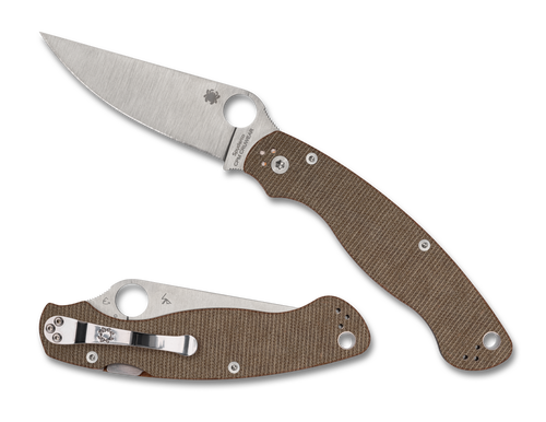 Spyderco Military 2 Folding Knife Brown Canvas Micarta Brown Canvas Micarta CRU-WEAR
