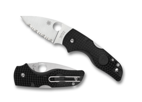 Spyderco Lil Native Lightweight Lockback Folding Knife (Serrated Satin | Black FRN)