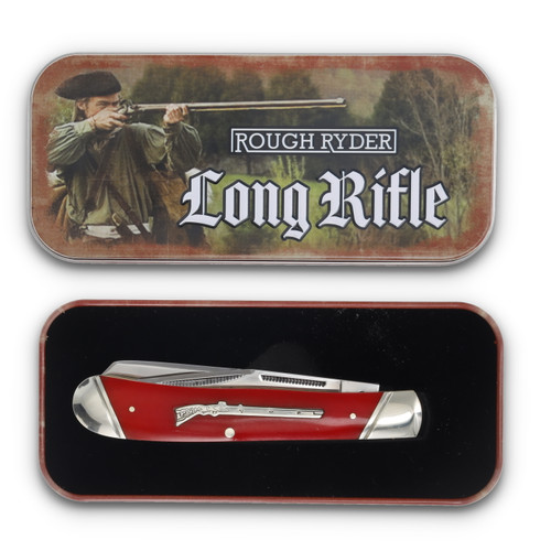 Rough Ryder Long Rifle Trapper Folding Knife Red Smooth Bone RR2616 ...