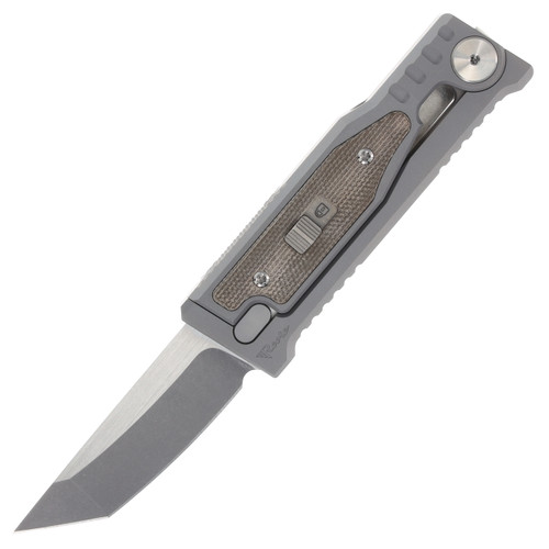 REEXOMMTPGM Reate Exo Mini Gravity Knife Stonewash Tanto Bead Blast Titanium Green Micarta