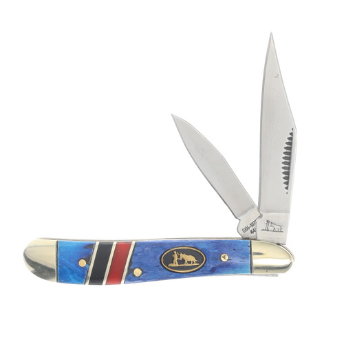 Frost Cutlery Little Peanut Blue Jigged Bone Folding Knife FRBKH107BLRB