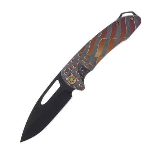 Medford On Belay 4.12" DLC S45VN Drop Point, PVD Ghost American Flag, Bronze /PVD 