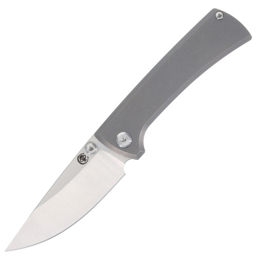 Chaves RCK9 Linerlock Folding Knife Satin M390 Drop Point Stonewash Titanium