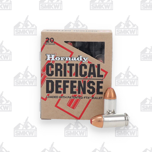 Hornady Critical Defense 45 ACP Ammunition 185 Grain Nickel Plated  20 Rounds FTX HP