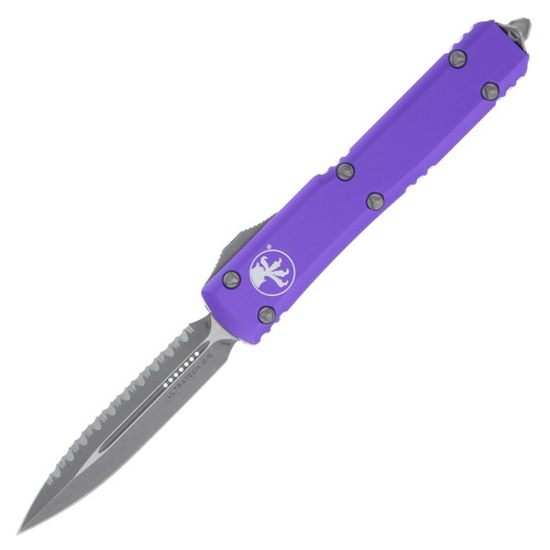 Microtech Ultratech Out-the-Front Automatic Knife (Serrated Apocalyptic D/E | Purple)