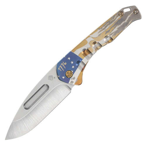 Medford Praetorian Slim Framelock Folding Knife (Tumbled S45VN | Tumbled Betsy Ross Flag | Bronze Hardware)
