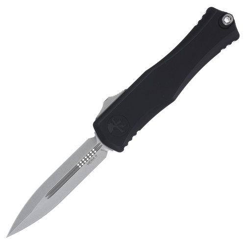 Microtech Hera OTF Auto Knife Black 3in Plain Stonewash Drop Point