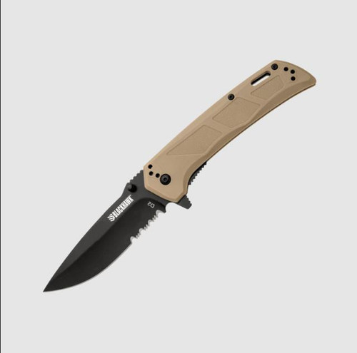 Blackhawk Bunker Buster Tan 4.25in Partially Serrated DLC Drop Point