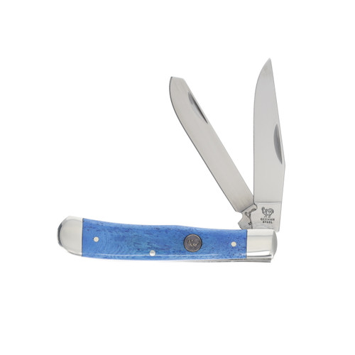 Hen & Rooster Blue Smooth Bone Trapper 4.25" Closed
