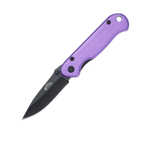 Frost Tac Folding Knife Purple 2.5 Inch Plain Edge Black Drop Point