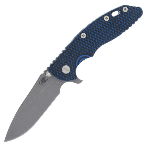 Hinderer XM-18 Battle Blue Black 3.5in Plain Stonewash Slicer