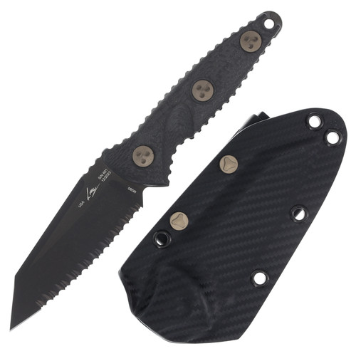 MICROTECH SOCOM ALPHA MINI CARBON FIBER DLC FULL SERRATED WITH SHEATH