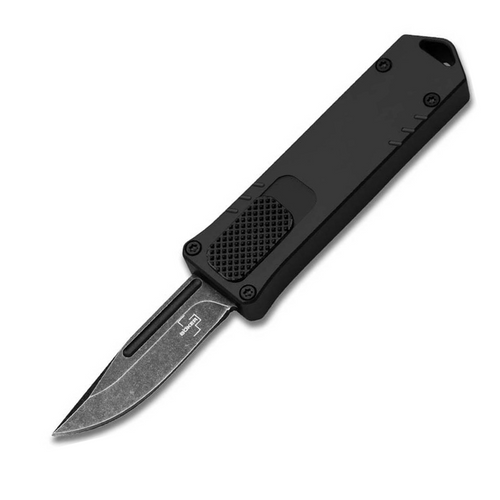 Boker Plus USB 2.0 OTF Gray 1.77in Plain Black Stonewash Clip Point