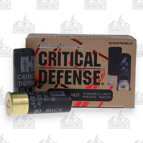 Hornady Critical Defense 12 Gauge Ammunition 2.75in 8 Pellets Plastic 10 Rounds 00 Buckshot