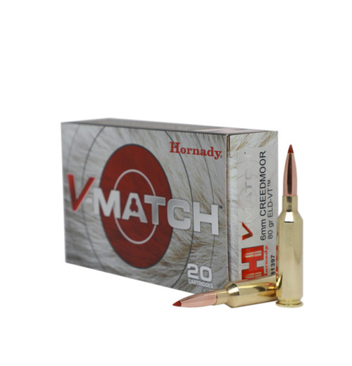 Hornady V-Match 6mm Creedmoor 80gr ELD-VT Polymer Tip Brass 20 Rds