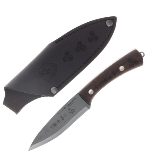 Condor Tool & Knife Druid Fixed Blade Knife Blasted Satin Drop Point Black Walnut CTK63872