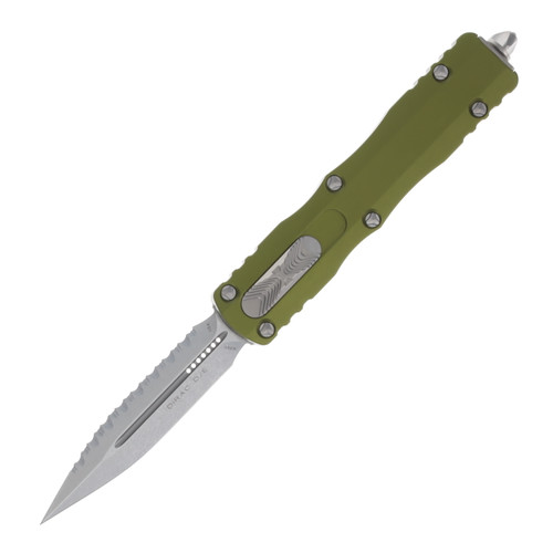 Microtech Dirac OTF Automatic Knife OD Green 2.92in Serrated Double Edge