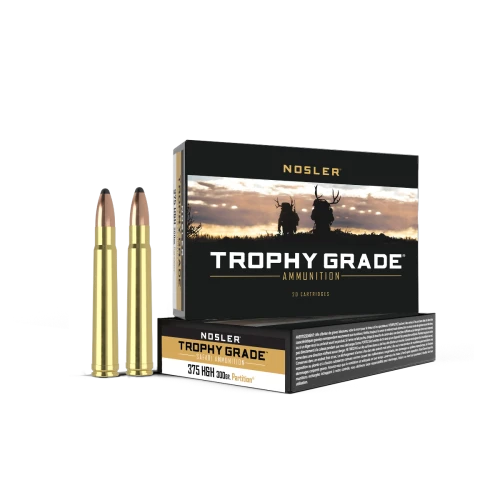 Nosler Trophy Grade Safari .375 H&H Mag 300gr Partition SP Brass Ammo 20Rd