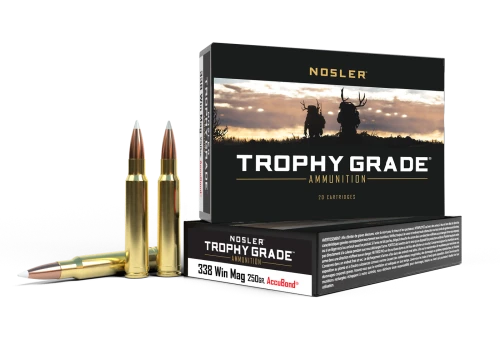 Nosler Trophy Grade .338 Win Mag 250gr AccuBond Ammo 20 Rds