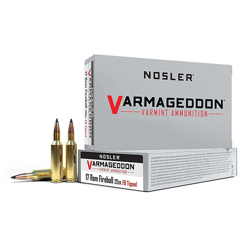 Nosler Varmageddon 17 Remington Fireball Varmint Ammunition 20 Rounds Brass Centerfire FB 20 Grain FB Tipped 