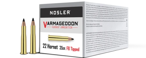 Nosler Varmageddon .22 Hornet 35gr Flat Base Tipped Brass 50Rd Box