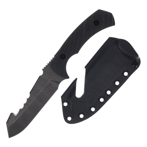 Toor Egress Carbon Fixed Blade Knife 4.87 Inch Plain Guthook WITH SHEATH
