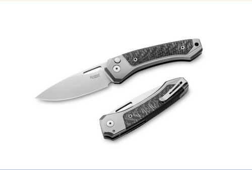 LionSteel Twain Double Solid Knife Gray 3.15in Plain Satin Drop Point