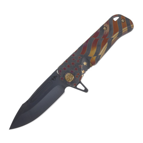 Medford Proxima S35VN DLC STD Blade PVD Ghost American Flag Handle Bronze Hardware PVD Clip w/Bronze Pin