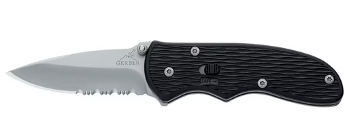 Gerber Mini Fastdraw Drop Point Serrated Blade Black Clam Pack