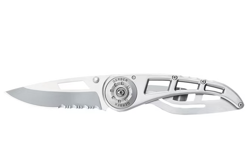 Gerber Ripstop Drop Point Serrated Silver Clam Pack