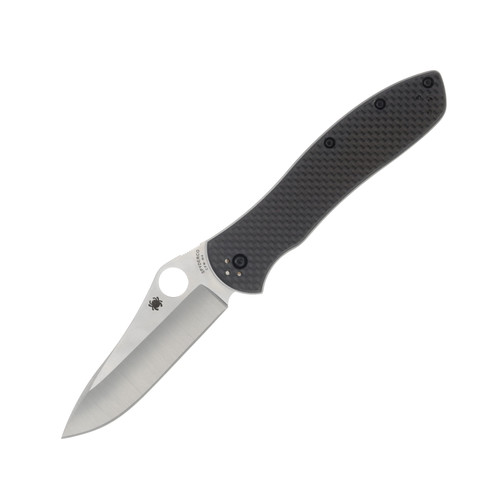 Spyderco Bradley Folder 2 Carbon Fiber 3.66in Satin Plain Drop Point Blade SPC134CFP2